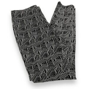 Clara Sun Woo Pants Size M Black White Geometric Straight Leg Stretch Monochrome